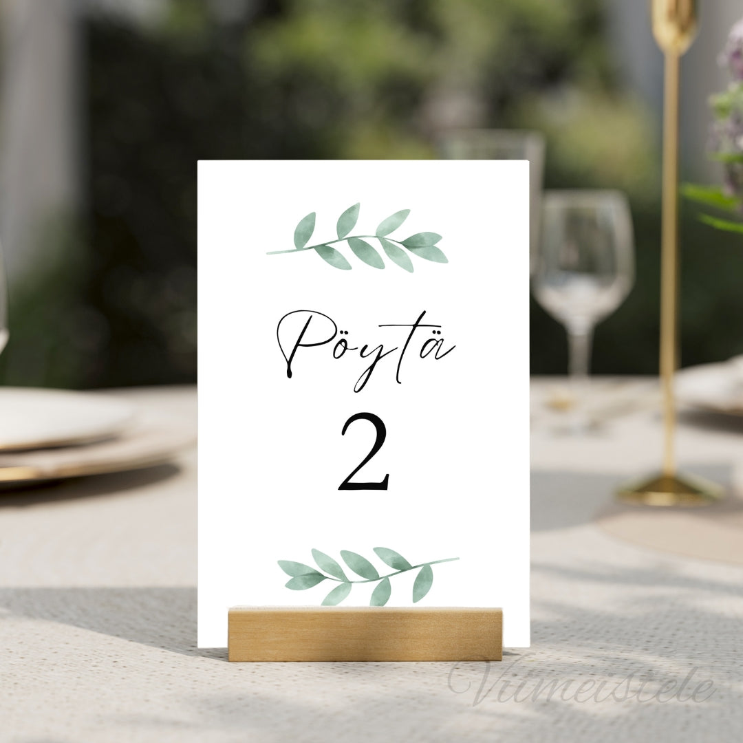 Pöytänumerot häihin Sage Green (Printattu)