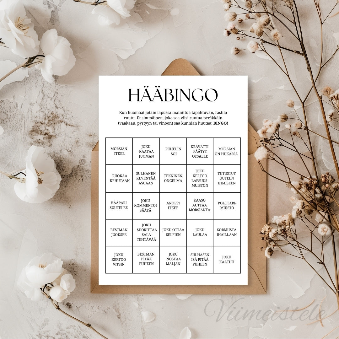 Hääbingo ohjelmanumeroksi häävieraille