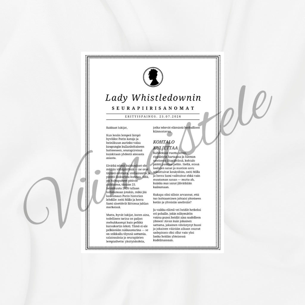 Lady Whistledownin Seurapiirisanomat häihin