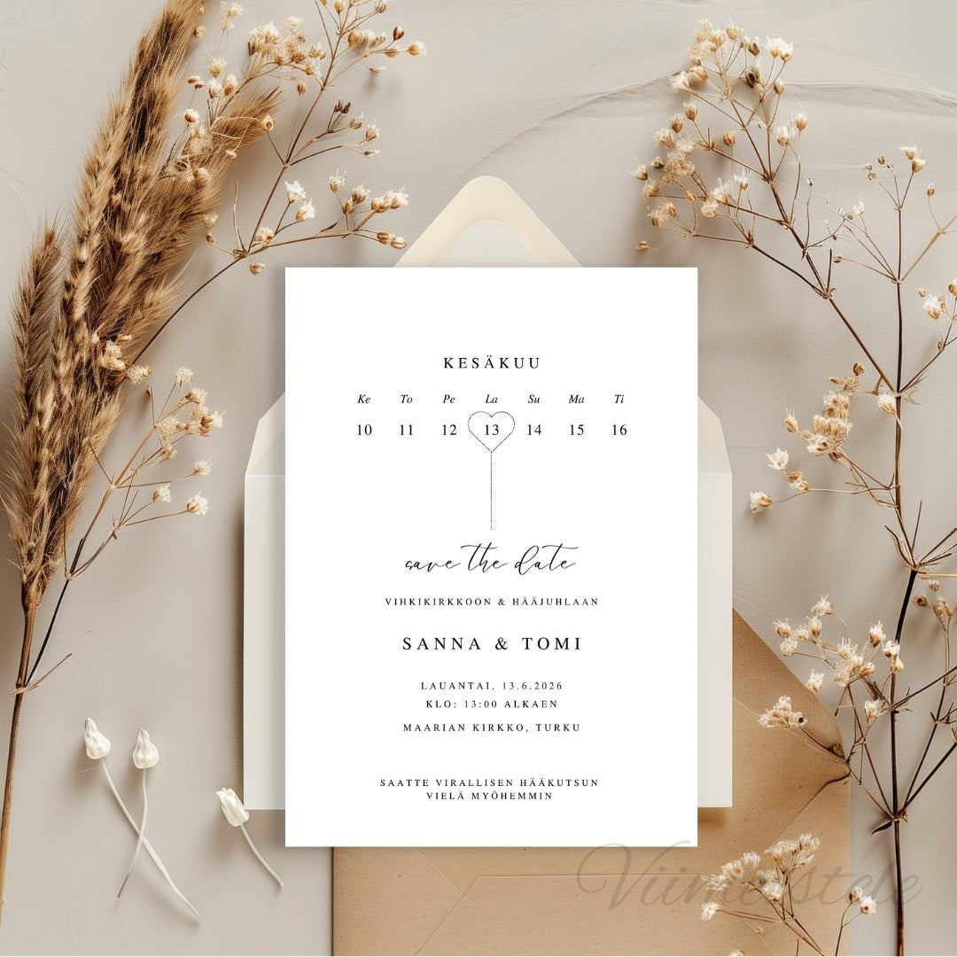Save the Date Minimalistinen (Printattu)