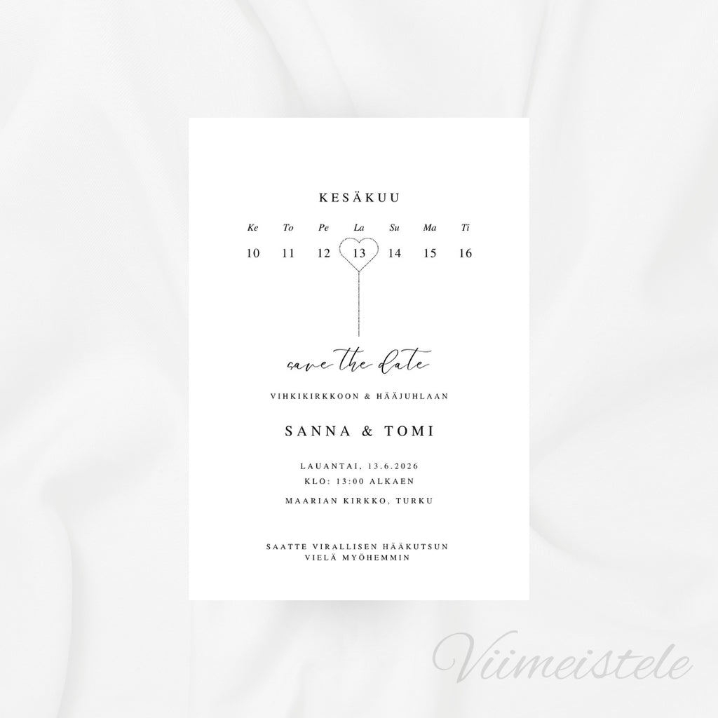 Save the Date Minimalistinen (Printattu)