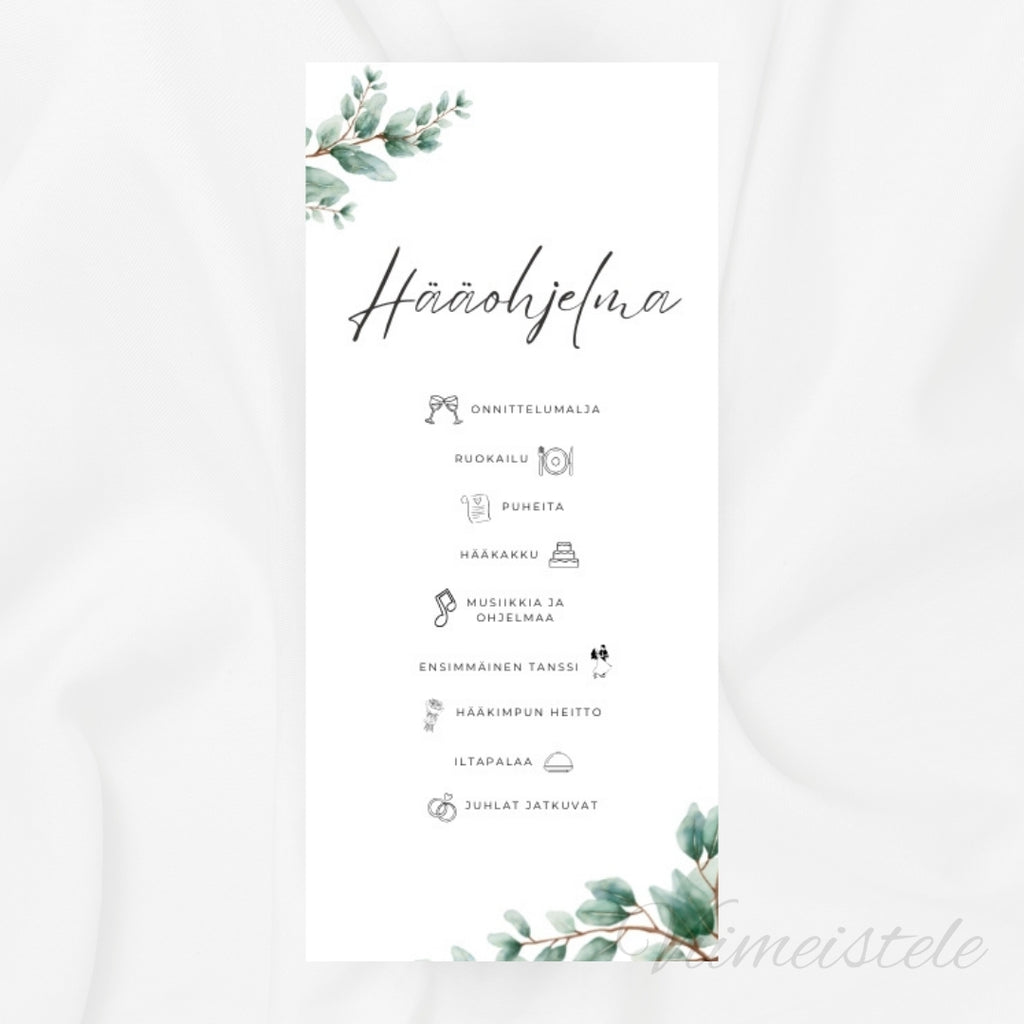Häämenu ja Hääohjelma Sage Green (Printattu)