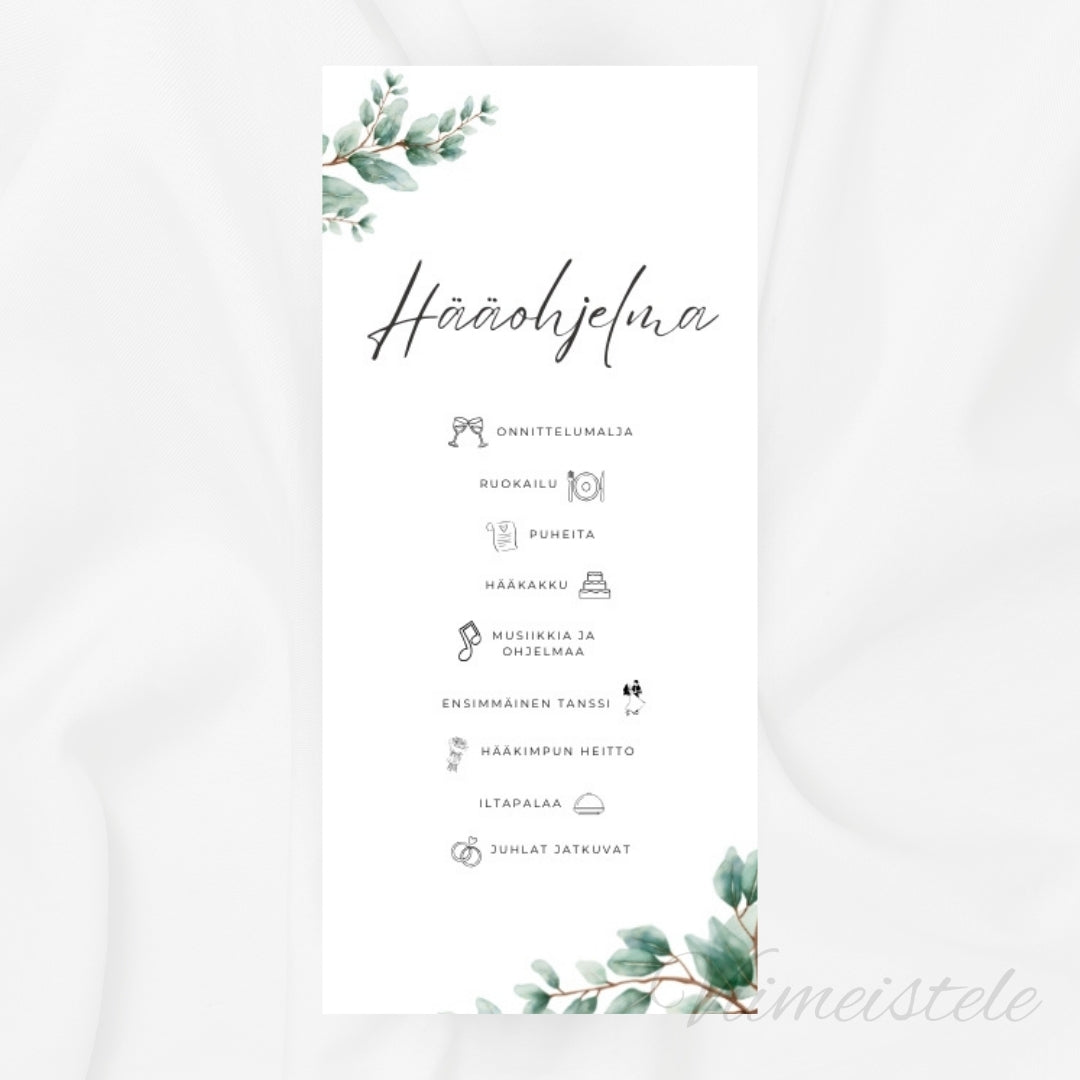 Häämenu ja Hääohjelma Sage Green (Printattu)