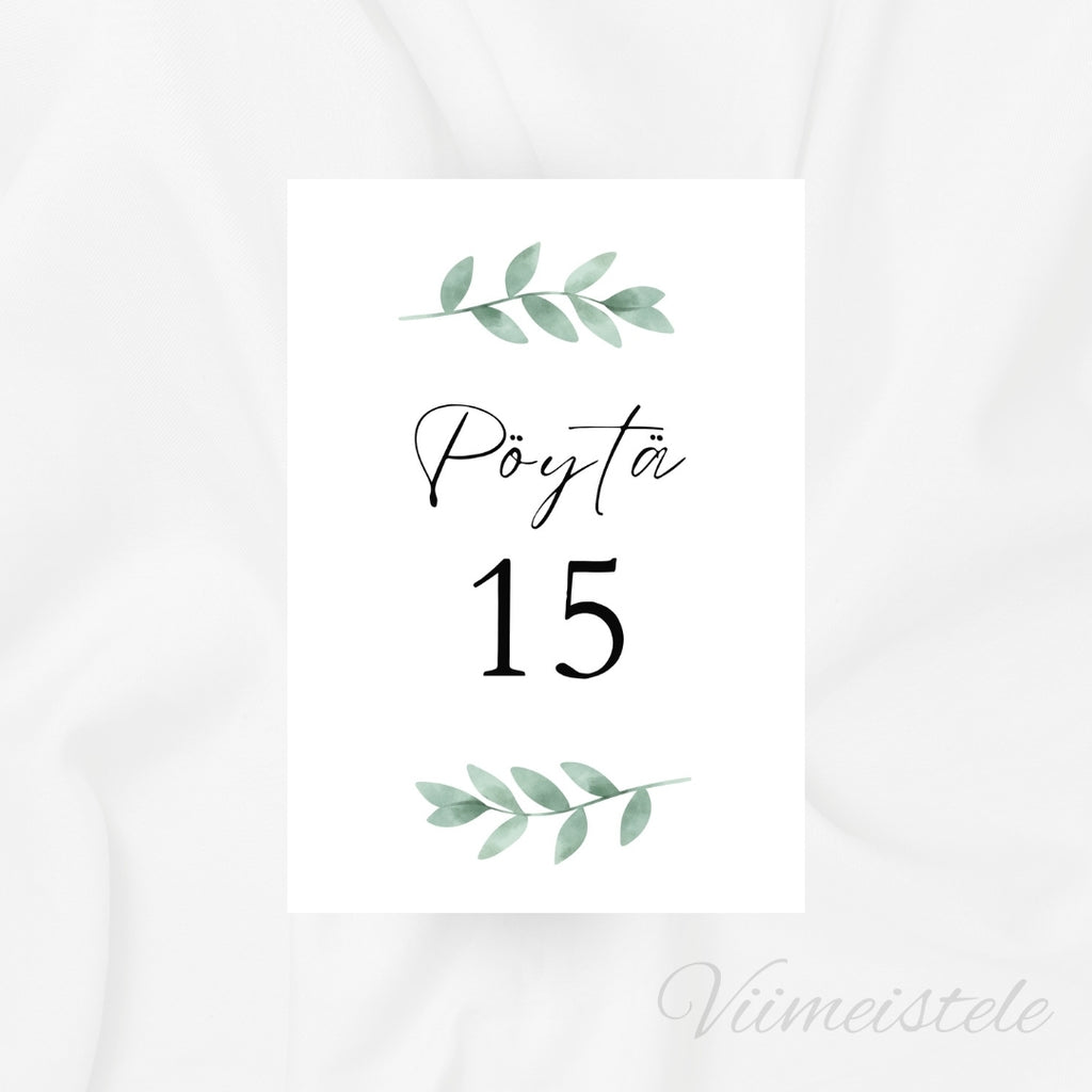 Pöytänumerot häihin Sage Green