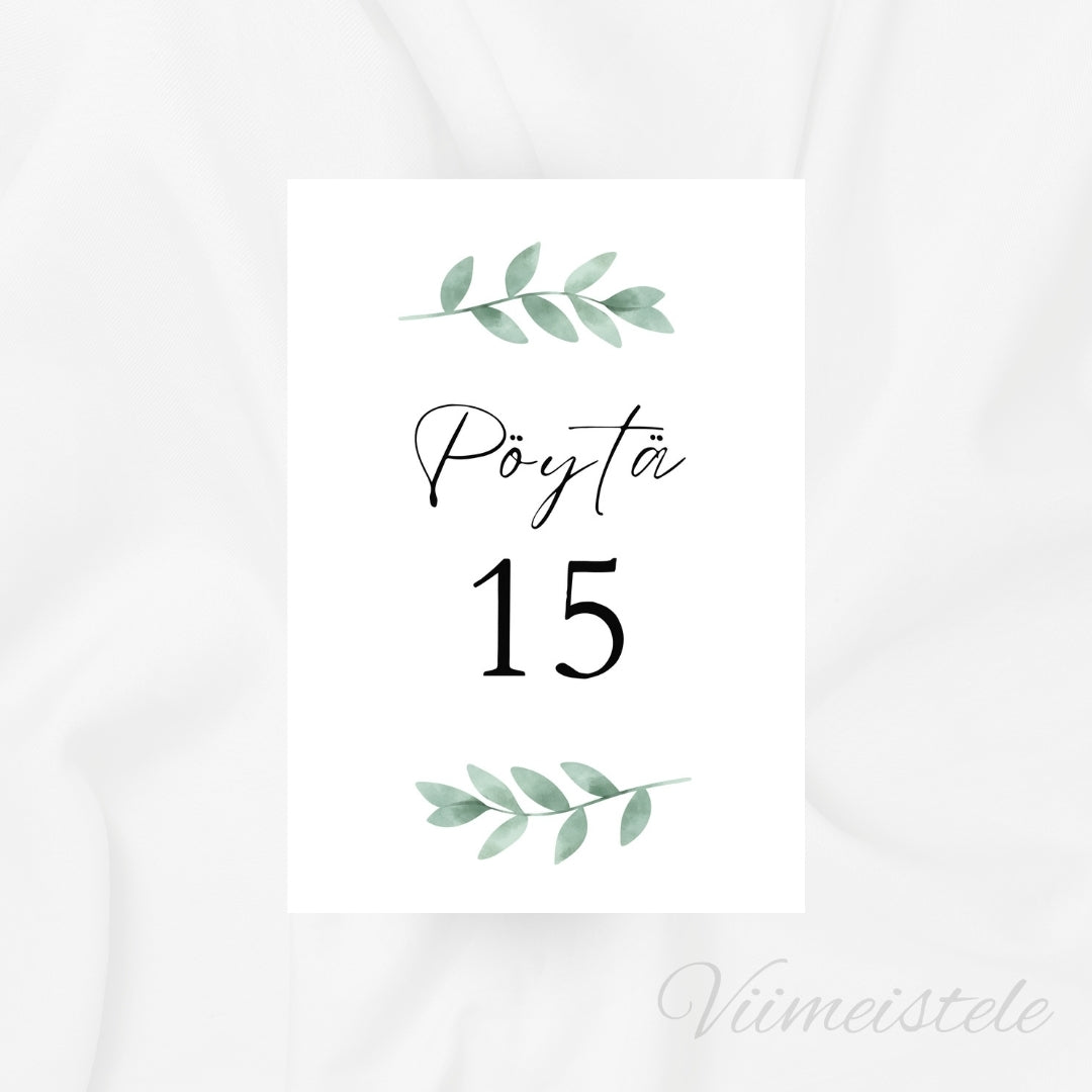 Pöytänumerot häihin Sage Green