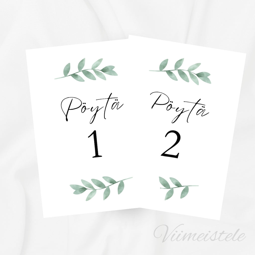 Pöytänumerot häihin Sage Green