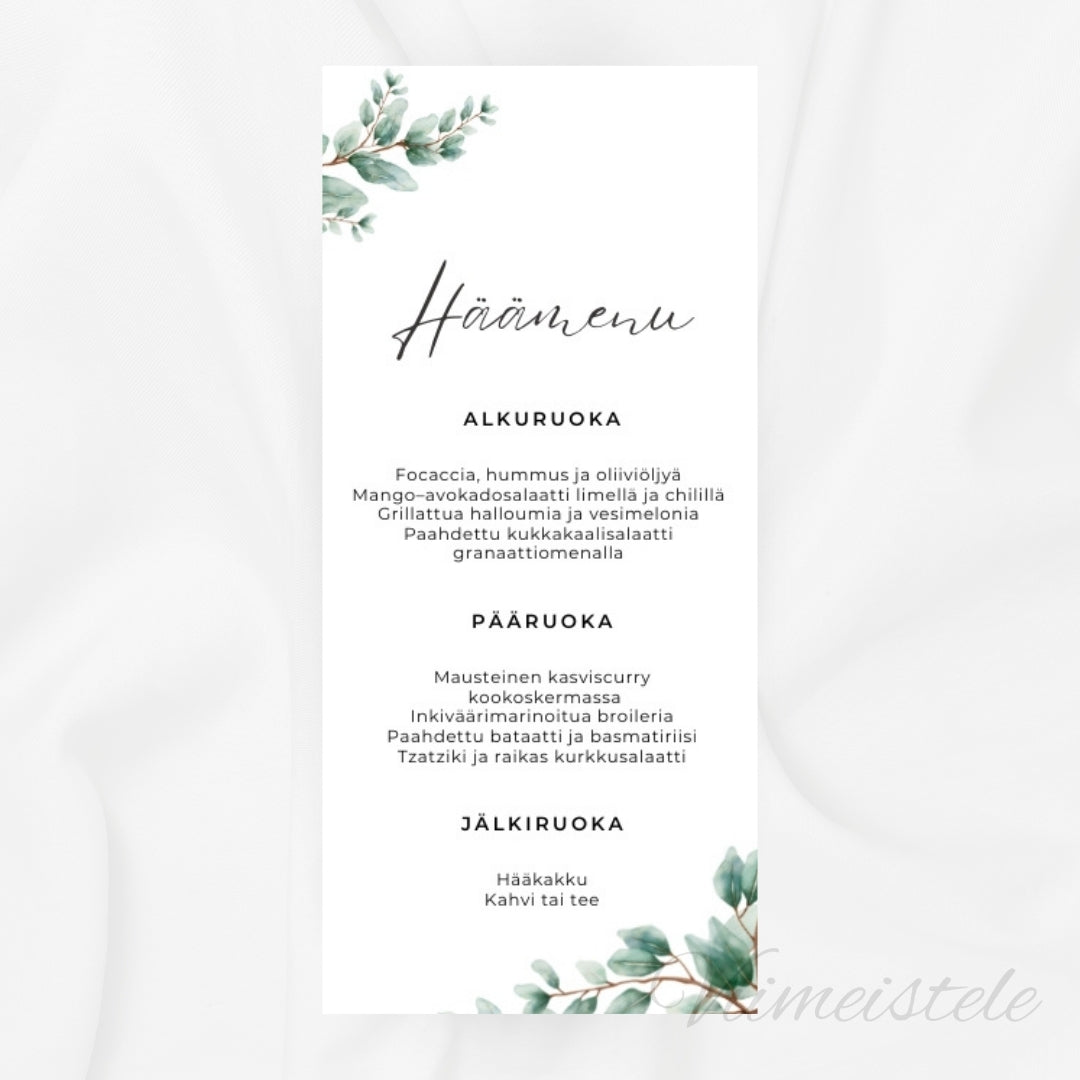 Häämenu ja Hääohjelma Sage Green (Printattu)