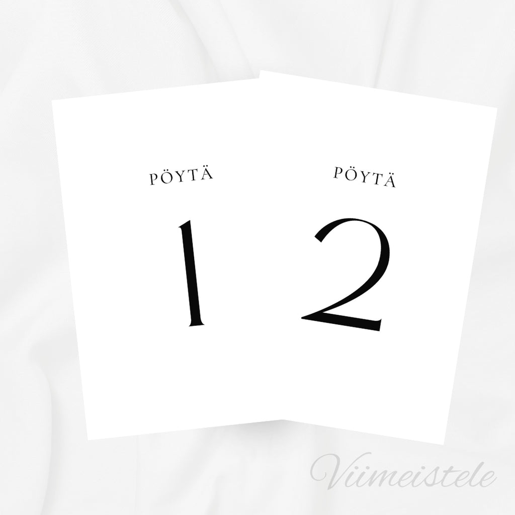 Pöytänumerot häihin Yksinkertainen