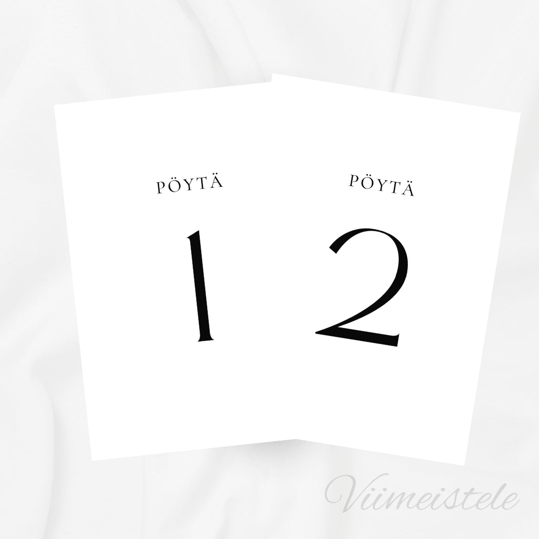 Pöytänumerot häihin Yksinkertainen