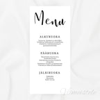 Häämenu ja Hääohjelma Yksinkertainen