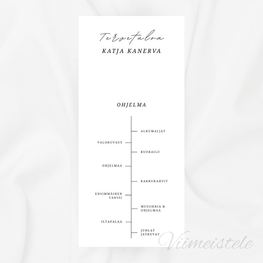 Häämenu ja Hääohjelma Minimalistinen (Printattu)